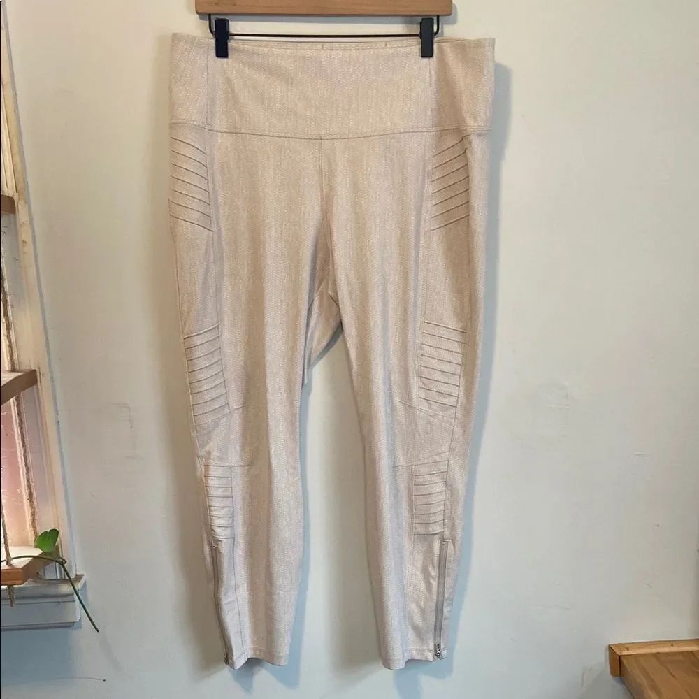 Athleta Cream Delancey Textured Moto Tight Leggings Size 1X